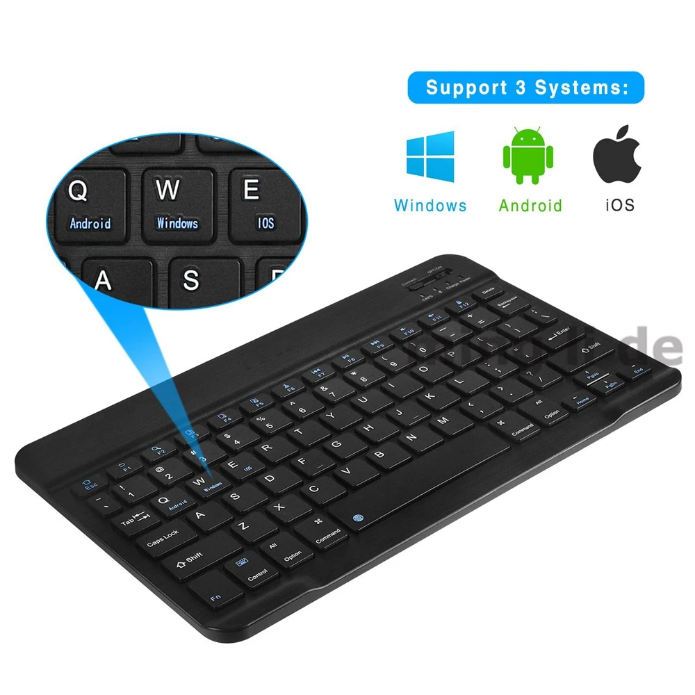 Ультра тонкая Bluetooth клавиатура перезаряжаемая беспроводная для ноутбука iOS Android