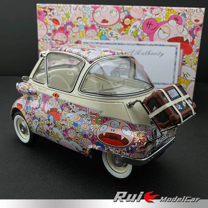 

1:12 NSL BMWs ISETTA 1955 Flower Edition Limited Alloy Simulation Car Model Collection Decoration