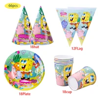 66pcs sponge baby shower party decorations cup banners hat straw for kids birthday boy disposable tableware party supplies