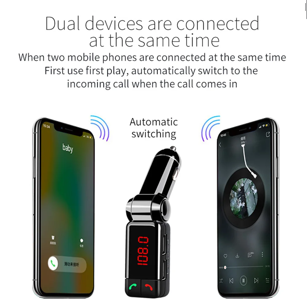 

BC06B Car Bluetooth FM Transmitter AUX MP3 Player Wireless FM Radio Adapter Handsfree Bluetooth Kit Led Car Mp3 Player