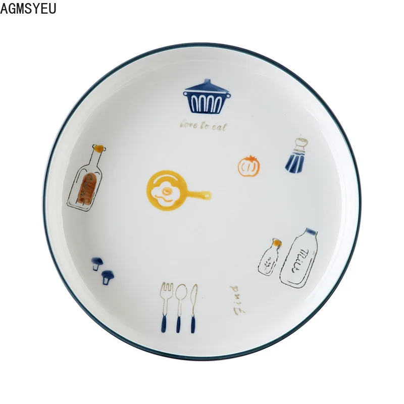 Креативная керамическая миска и тарелка AGMSYEU бытовая круглая посуда для супа