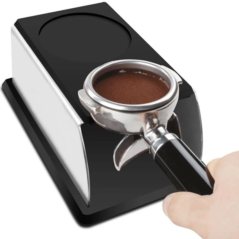 

2Pcs Stainless Steel Silicone Espresso Coffee Tamper Stand Barista Tool Tamping Holder Rack Shelf Coffee Machine Tool