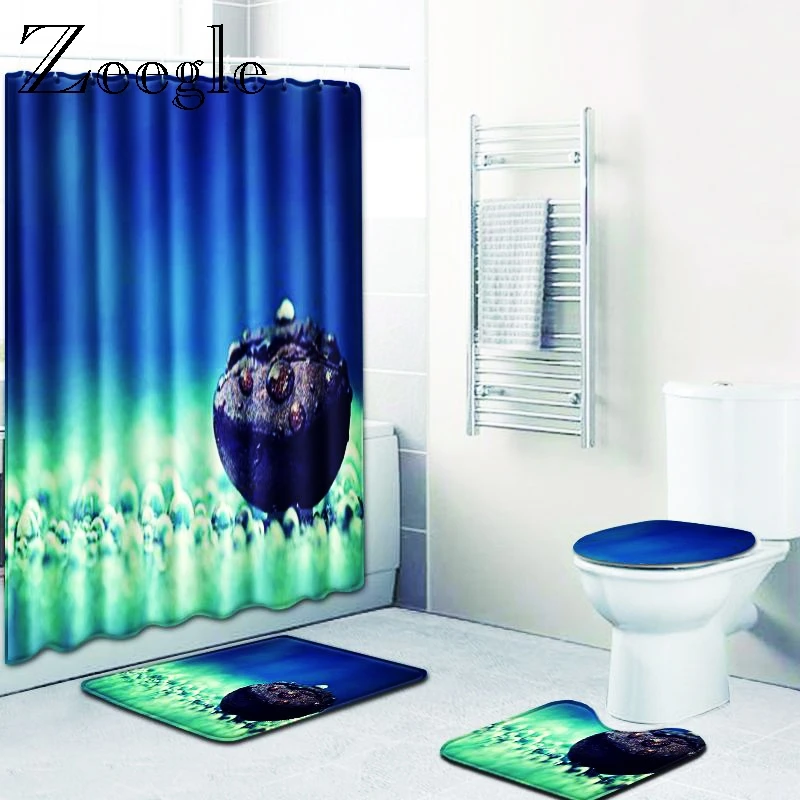 Набор ковриков для ванной Zeegle с занавеской душа водонепроницаемый коврик