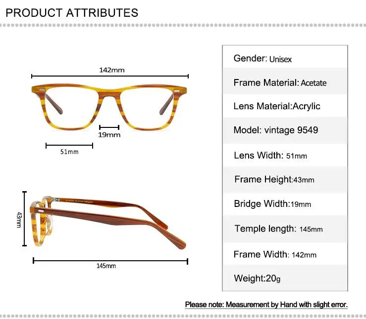 

New Design Acetate Square Glasses Frame Vintage Women Full Rim Optical Eyewear High Quality Clear Lens Myopia Eyeglasses Men
