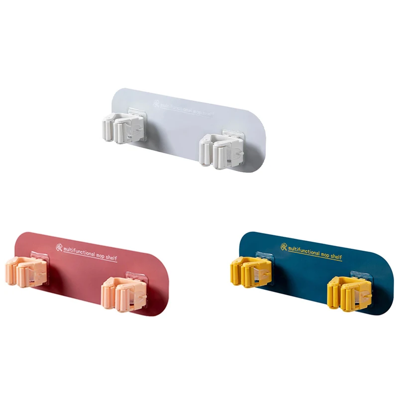

6 Pcs Broom Mop Holder Wall Mounted, Self Adhesive No Drilling Non-Slip Storage Organizer for Home Kitchen Garden Garage