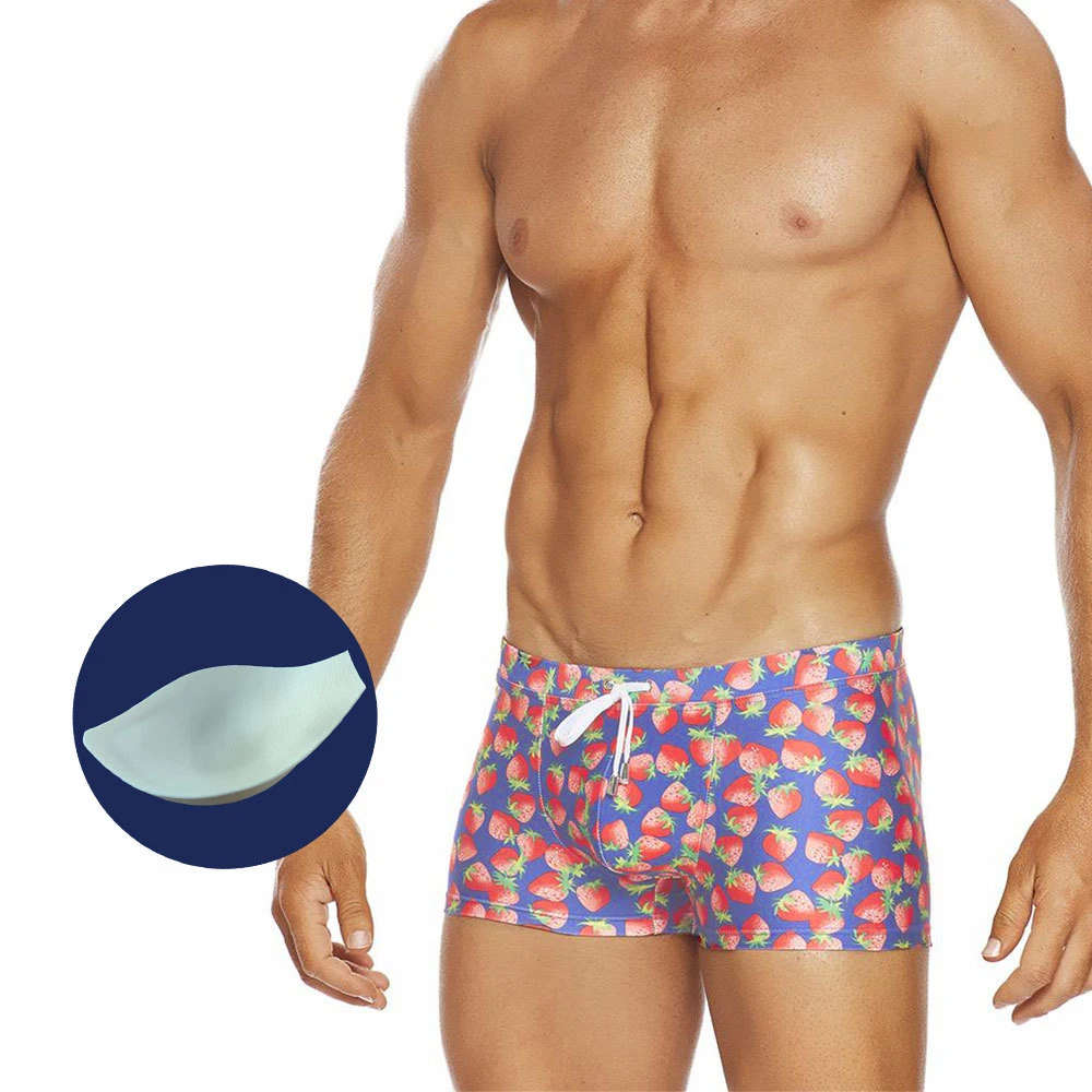 

Men's Swimming Trunks New Printed Boxer Shorts With Sponge Push Pad Summer Swimming Beach Quick-Drying Shorts 2021 Sexy Swimsuit
