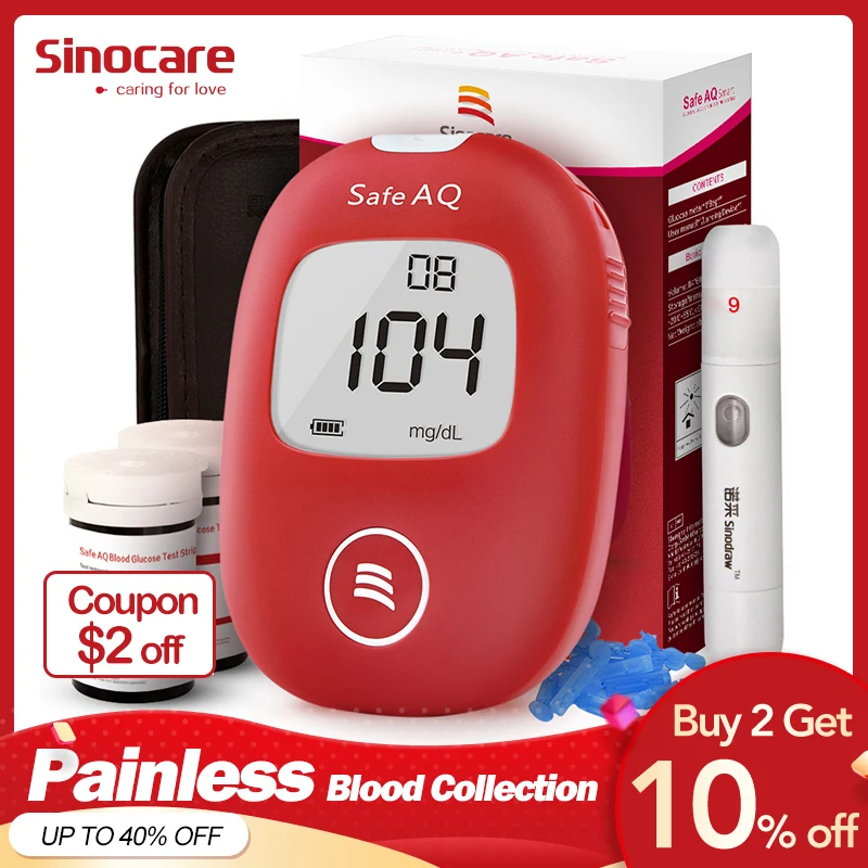 Sinocare Safe AQ Smart mg/dL mmol/L измеритель уровня глюкозы в крови диабет комплект глюкометра и тест-полоски ланцеты безболезненный тест сахара в крови er