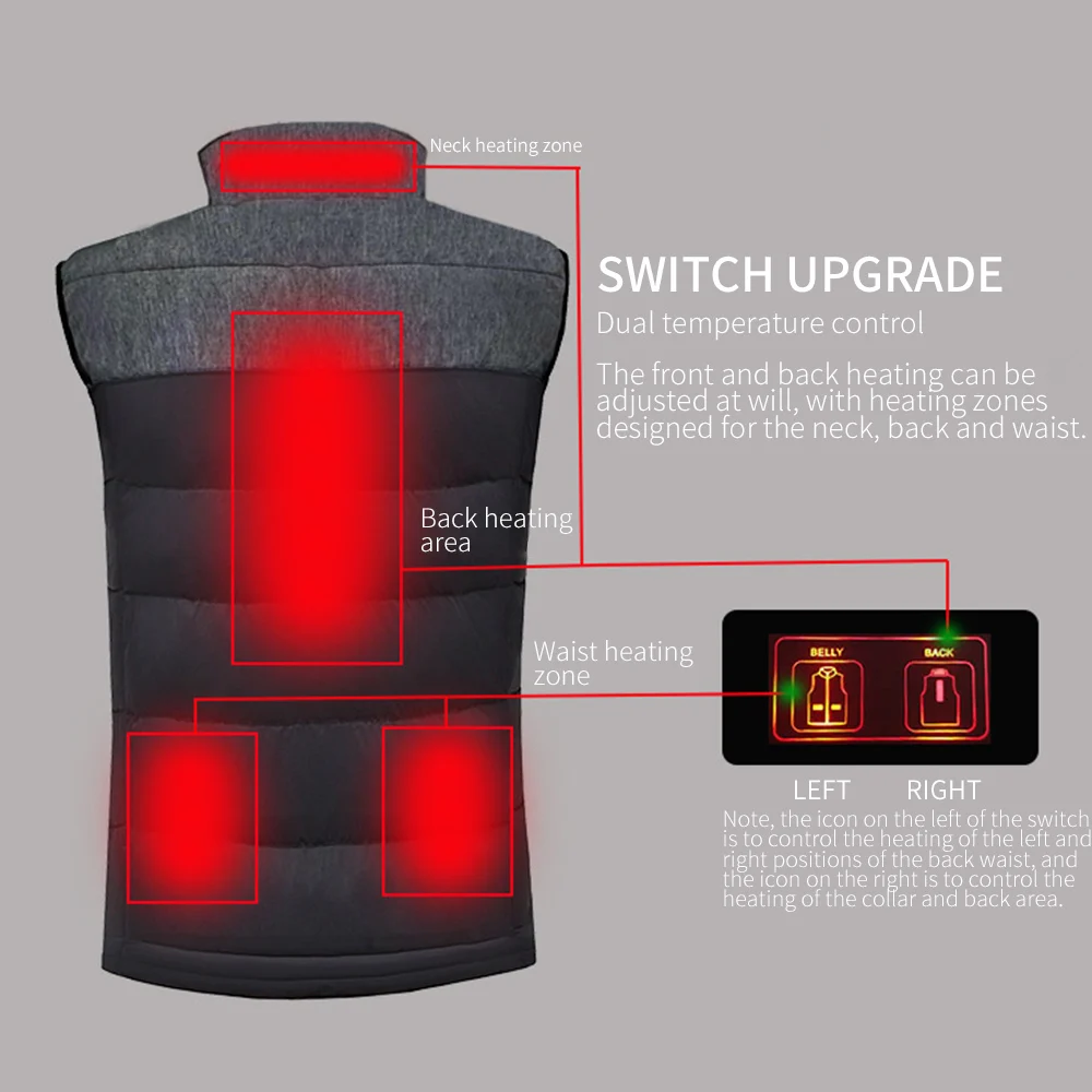 Double Control Winter Thermal Heated Jacket Men Women Couple Smart Electric Heating Vest Outdoor Hunting Body Warmer | Спорт и