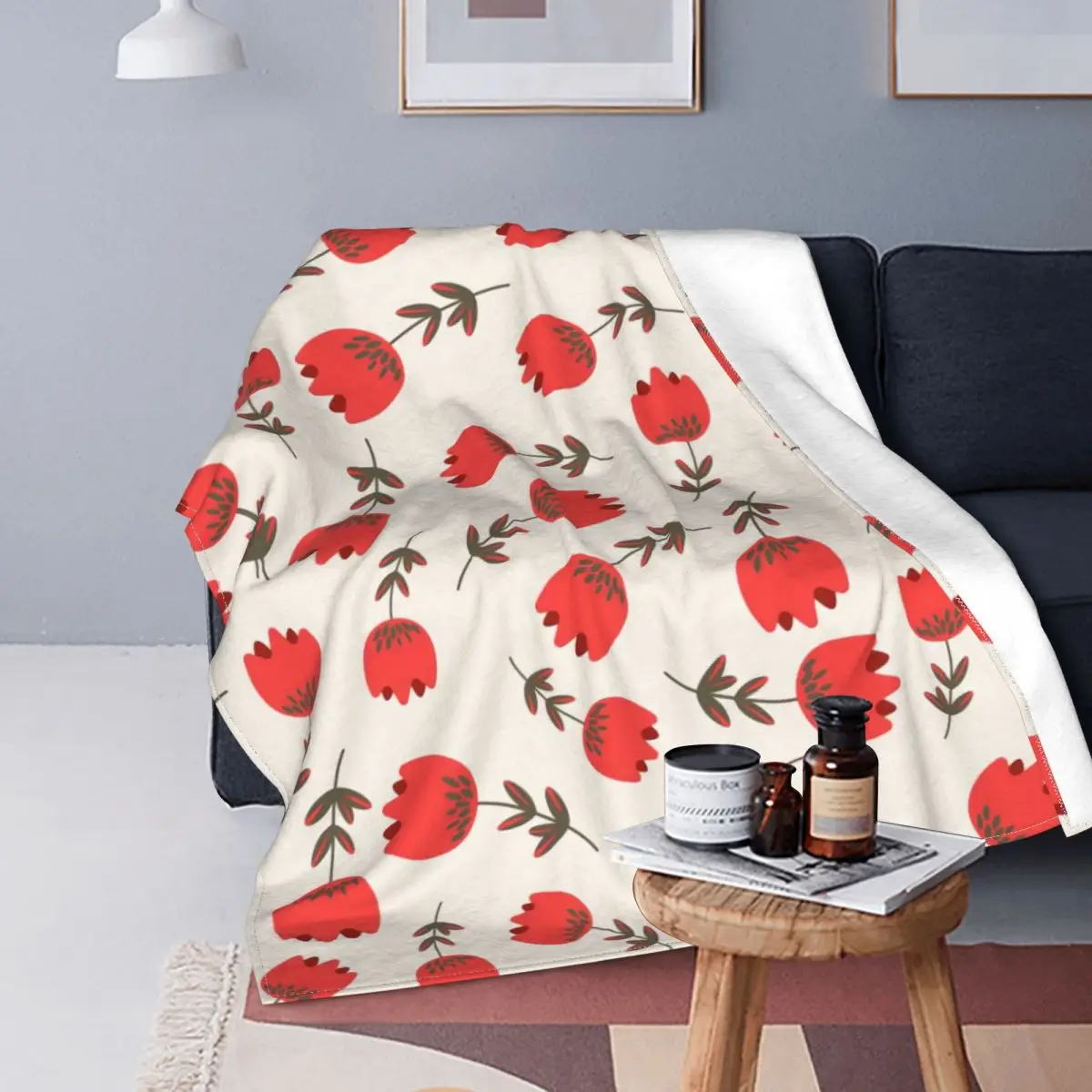 

Rose Flower Plant Blanket Plaid Modern Stitch Cotton Breathable Coral Fleece Throw Blankets For Bed Home