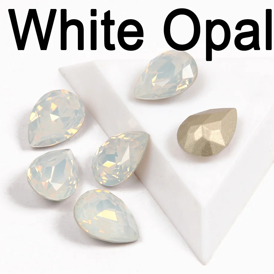 White Opal CTPA3bI Colorful Crystal Drop Shape Loose or With Strass Rhinestones Sew On Glass Stones DIY Crown Jewelry Ring Pendant Dress - Цвет: White Opal