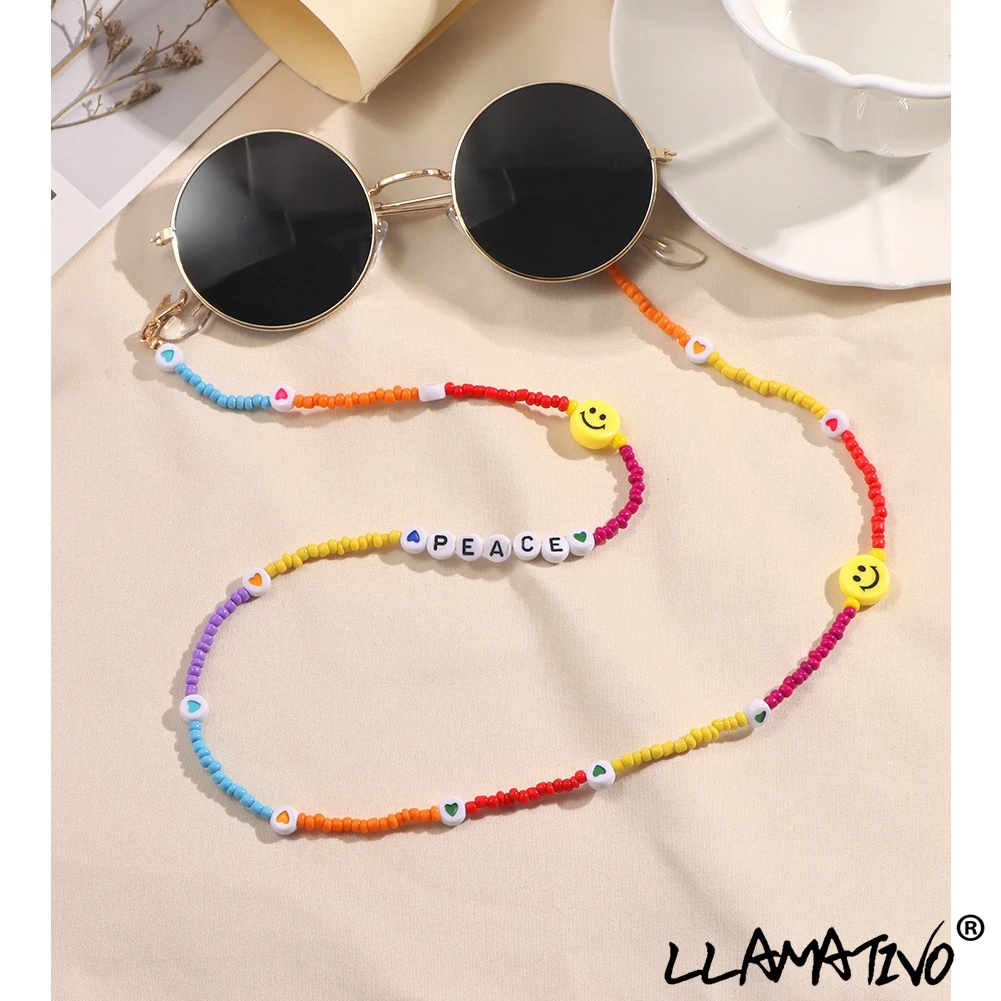 

Sunglasses Mask Chains For Women Girl Colorful Heart Smiley Letter Eyeglass Cord Lanyard Neck Strap String Glasses Chain Jewelry