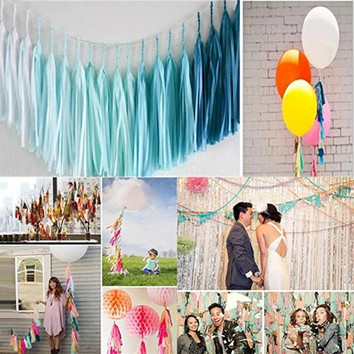 5 шт. гирлянда из папиросной бумаги с кистями для Свадебные украшения DIY День