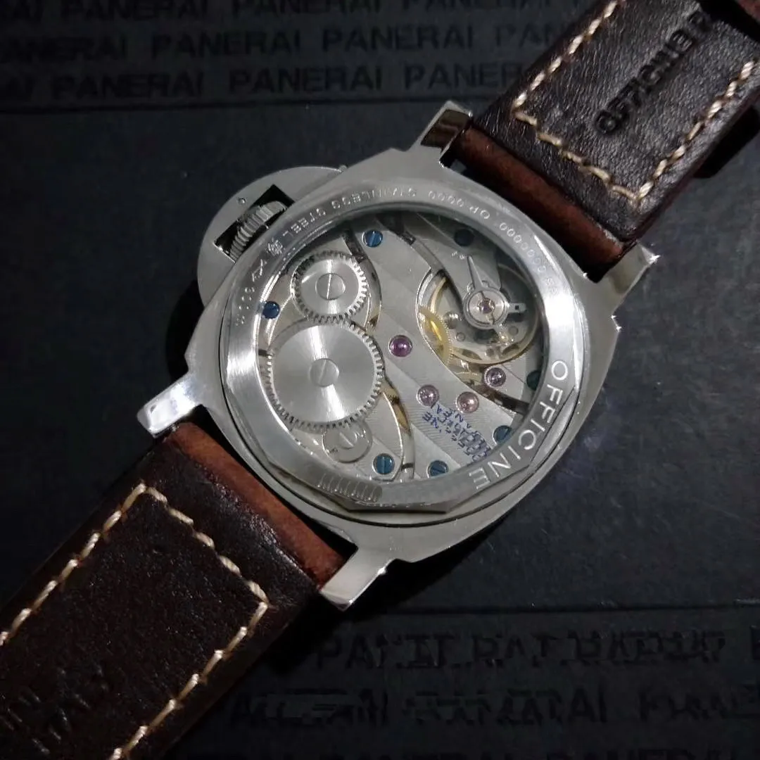 

Classic New Men Automatic Mechanical Hand Wind Sapphire Stainless Steel Brown Leather 8 Days Acciaio Watch Luminous 44MM