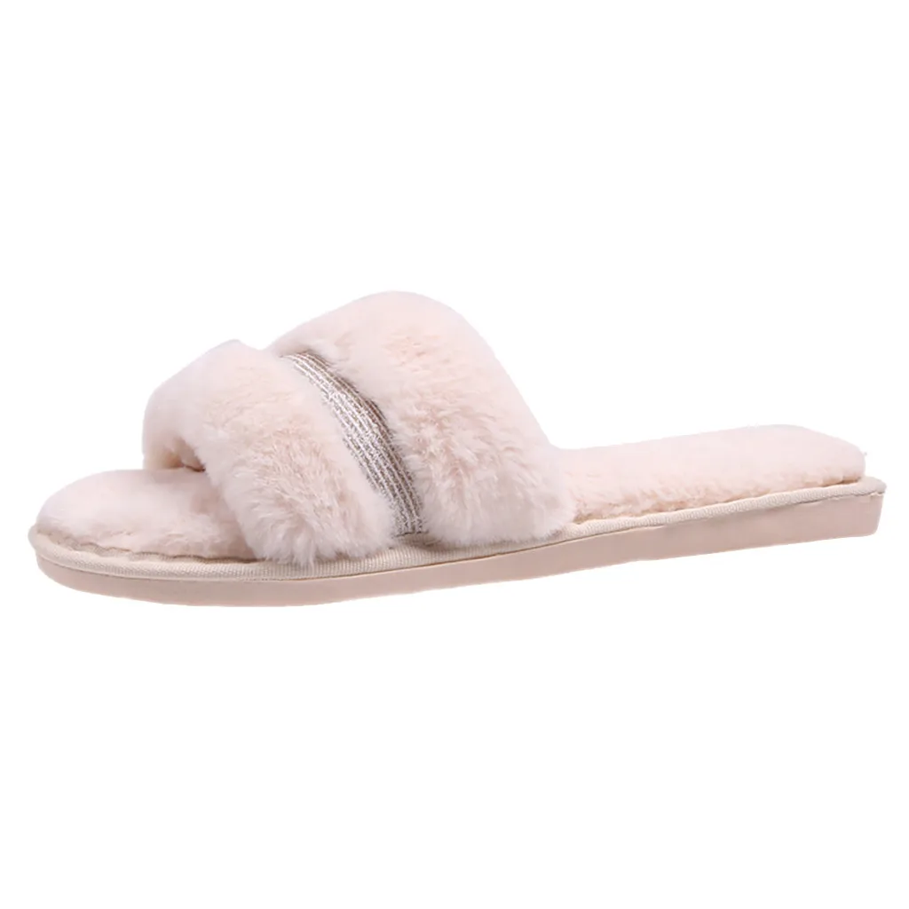 Зимние женские домашние тапочки меховые шлепанцы Нескользящие теплые для