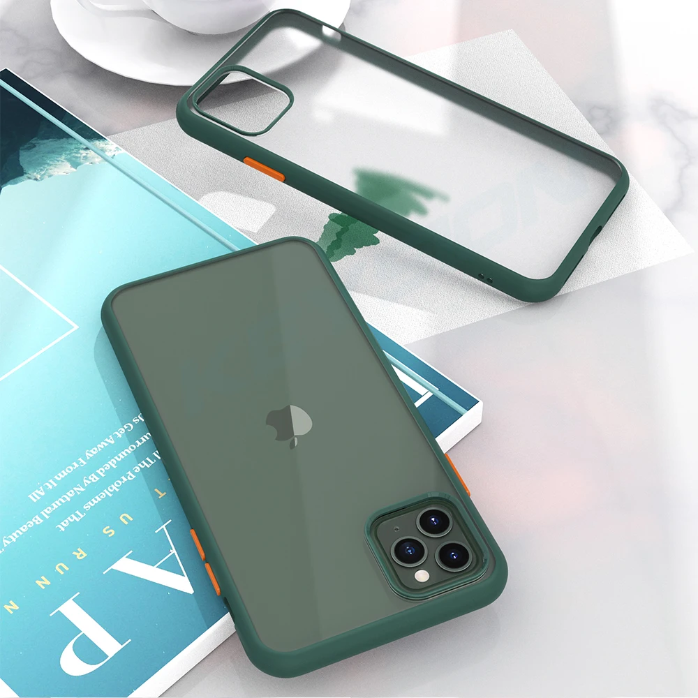 KEYSION противоударный чехол для iPhone 11 Pro 11 Pro Max Модный Прозрачный матовый чехол для задней панели телефона для Apple iPhone 11 11 Pro Max - Цвет: Зеленый