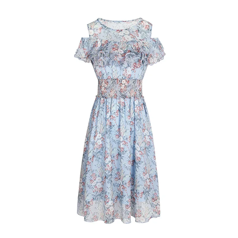

floral print dress chiffon maxi 2019 summer women short sleeve dress casual party bohemian dress off the shoulder dress short