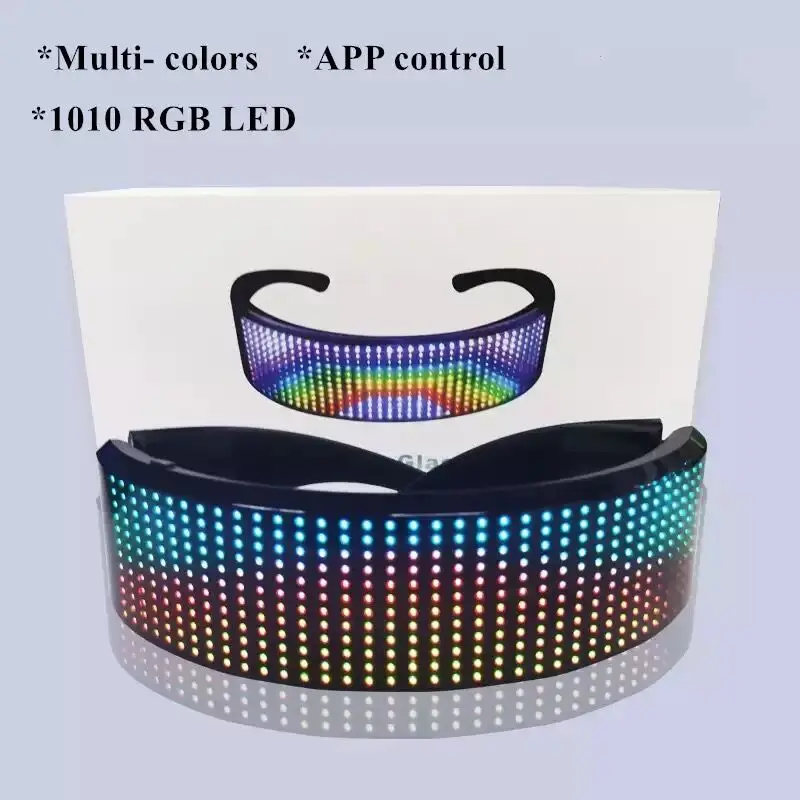

100pcs RGB LED Party Glasses Bluetooth APP Control Shield Luminous Glasses USB Charge DIY App Control Multi-lingual Quick Flash
