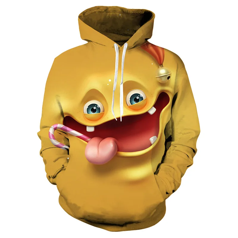 Детская зимняя толстовка с капюшоном крутой пуловер 3D смайликом для маленьких