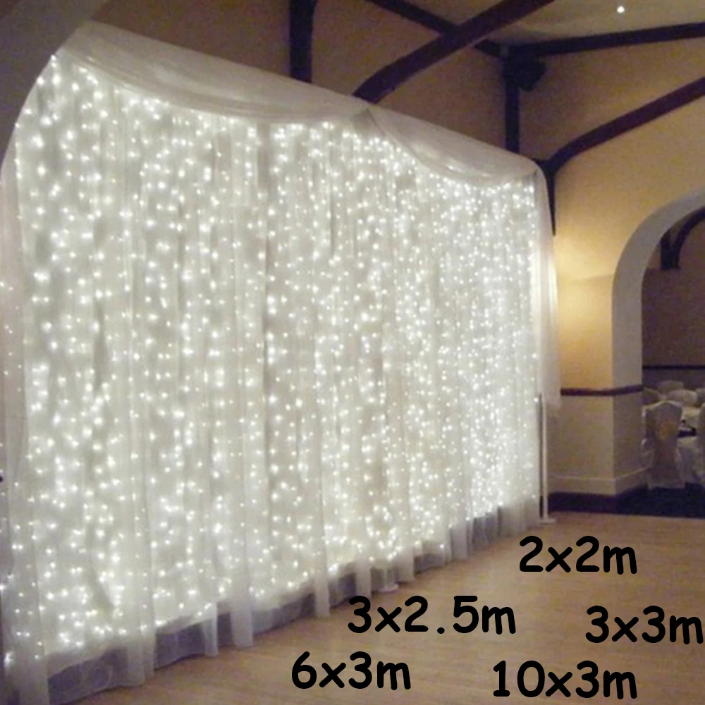 

3x1/3x3/6x3m LED Icicle String Lights Christmas Fairy Lights Garland Outdoor Home For Wedding/Party/Curtain/Garden Decoration