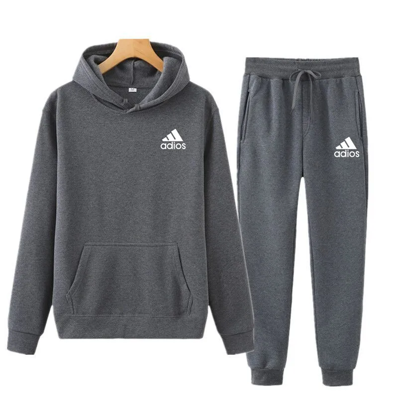 

2021 hot new printed men's spring and autumn fleece hoodie jacket stitching sports suit men's fitness jogging sweatpants