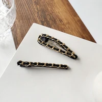1 pc hairpins hair clips for girl women hair barrettes pins golden plating metal hairgrip black hair clip female accessories