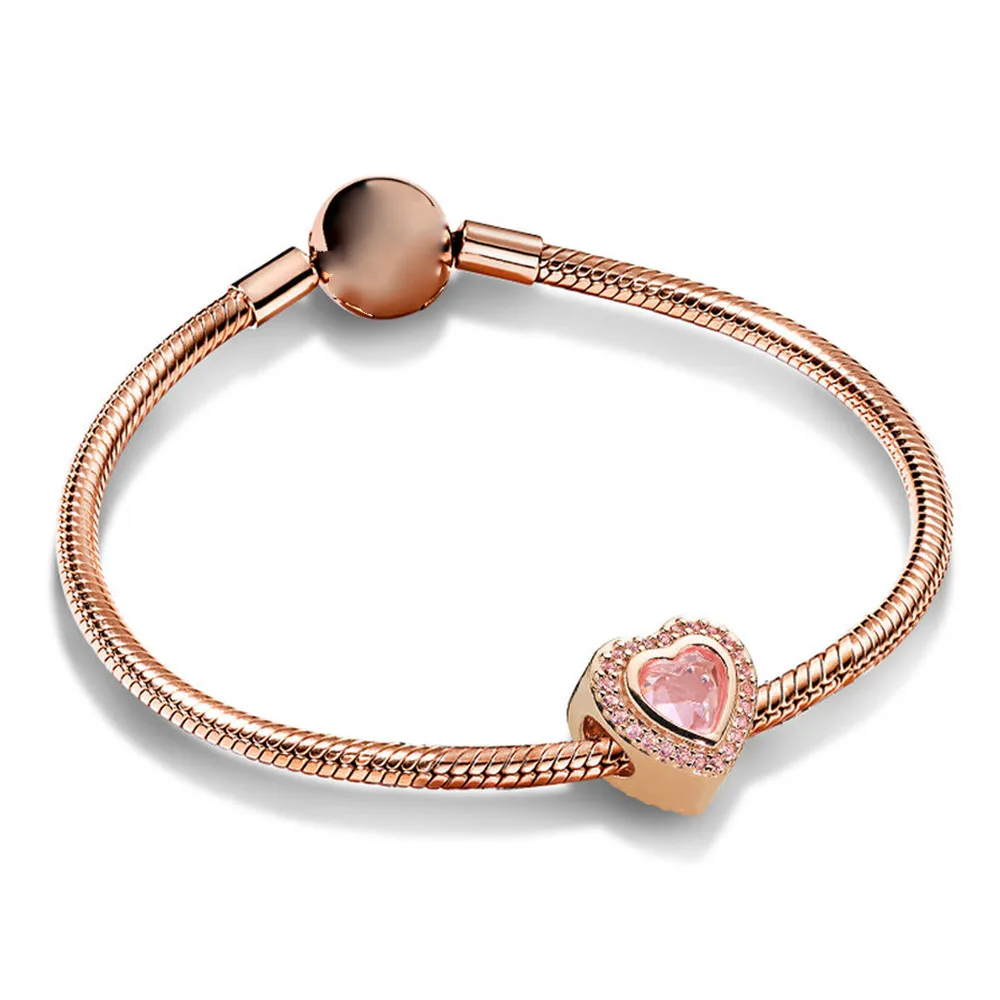 

NEW 100% 925 Sterling Silver 1:1 Love Your Heart Rose Gold Gift Bracelet Set Original High Quality Fashion Jewelry Wholesale