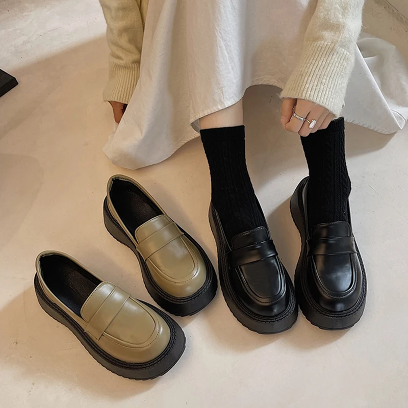 

Туфли дерби в британском стиле женские, кожаные туфли на платформе, без застежки, классические, Ретро стиль, элегантный стиль, лето-осень