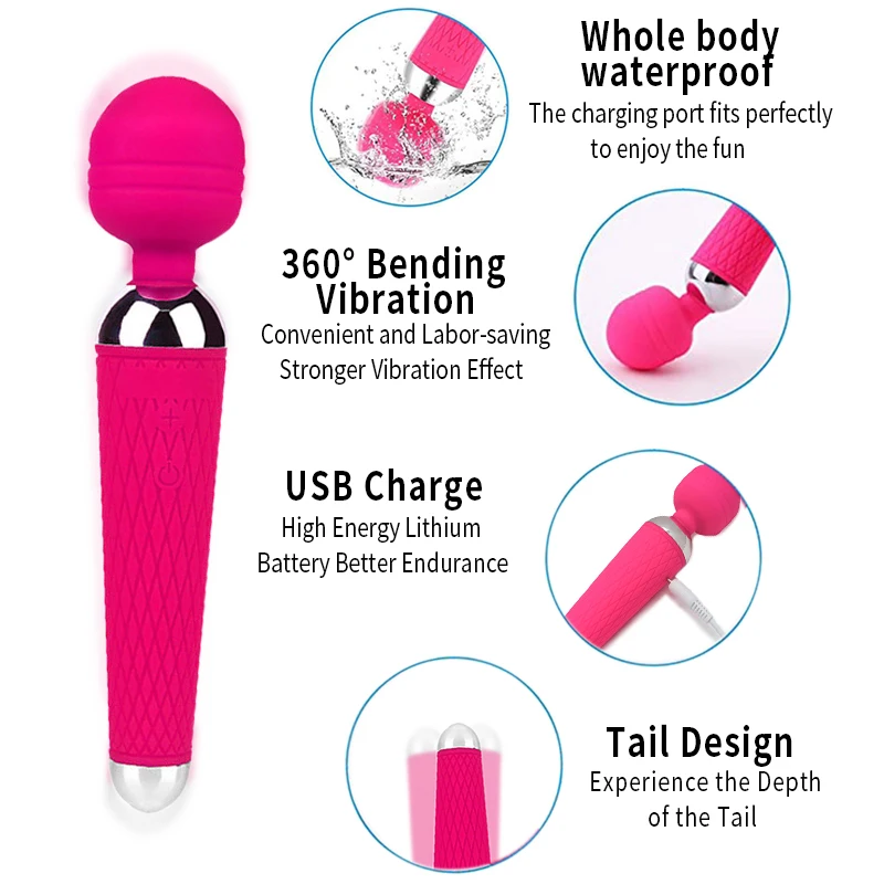 Ручной водонепроницаемый USB Массажер для точки G женщин Волшебная палочка