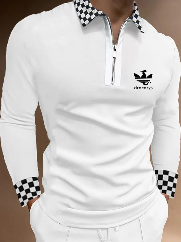 2022 New spring and autumn brand logo Men's Polo Shirt Brand long sleeveTees Man High Street Print Clothes Plus Size S-3XL | Мужская