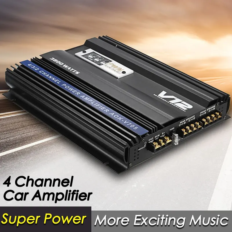 

3800W RMS 4 Channel 12V Amplifier Audio bluetooth Car Audio Stereo Amplifier Amp Speaker Metal Car Amplifier Car Subwoofer