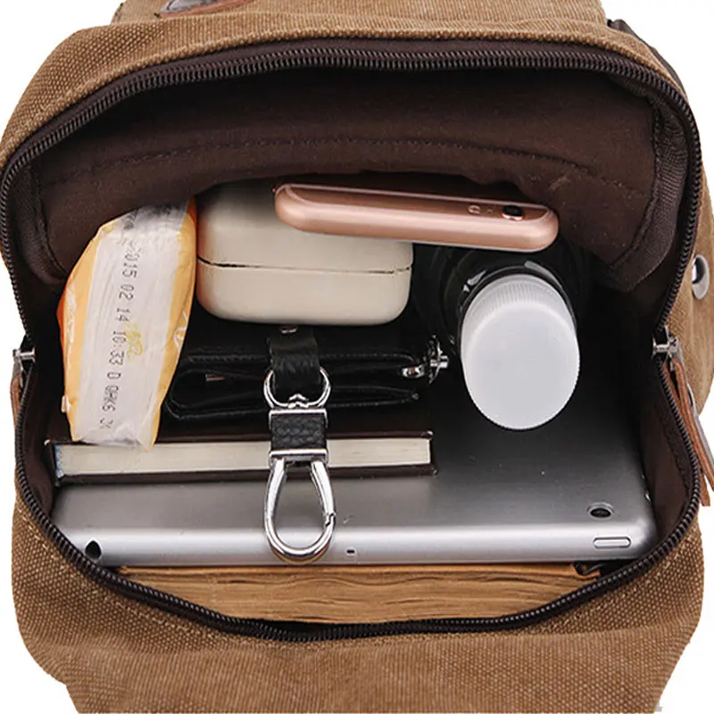 

Multifunction Chest Bags Men Vintage Canvas Travel Backpack Casual Outdoor Shoulder Bag Women Fashion Small Retro Back Pack B071