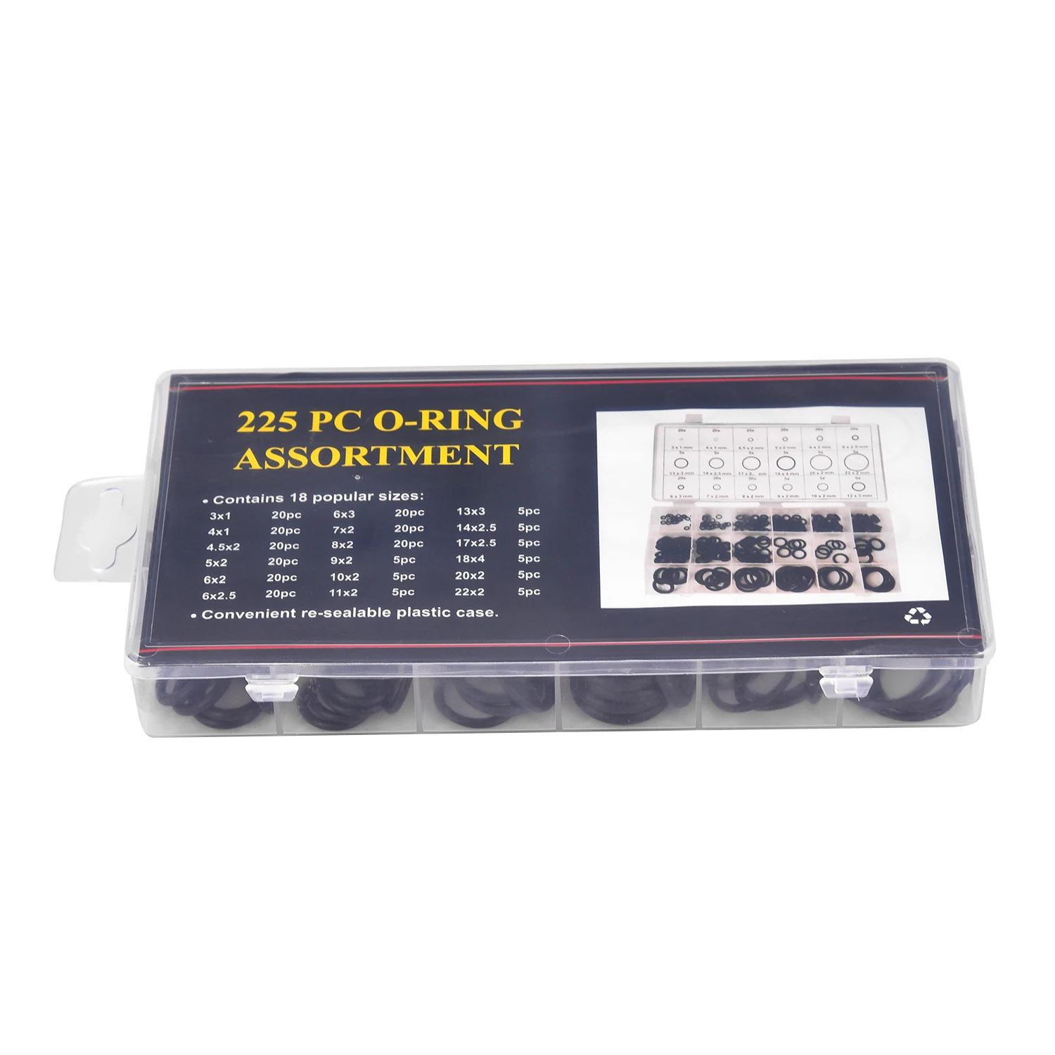 

Rubber O-Rings Washers Assortment Automotive Black Gasket Universal Tool