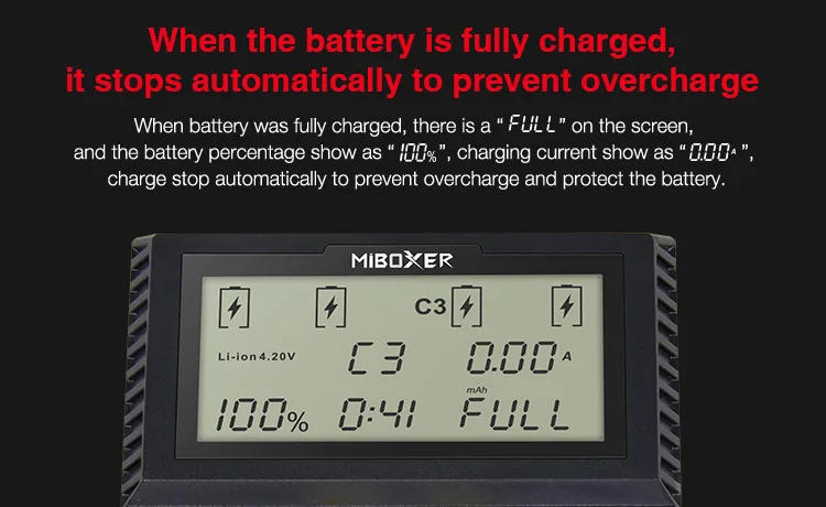 Miboxer C4 VC4 lcd Смарт зарядное устройство для литий-ионных/IMR/INR/ICR/LiFePO4 18650 14500 26650 AA 3,7 1,2 V 1,5 V батареи D4