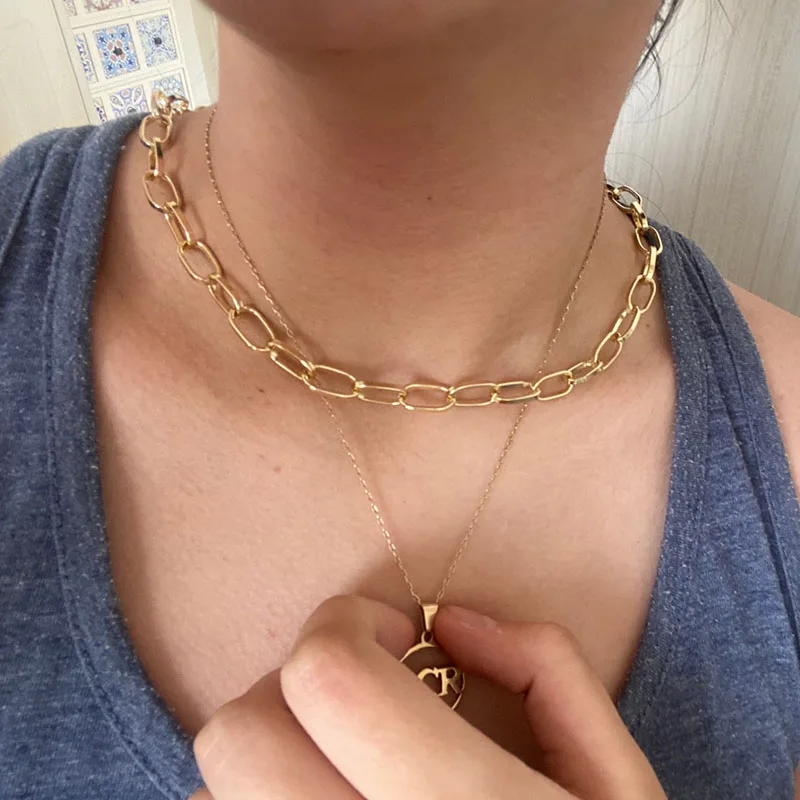 Женская цепочка на шею золотого и серебряного цвета толстый чокер ожерелье для