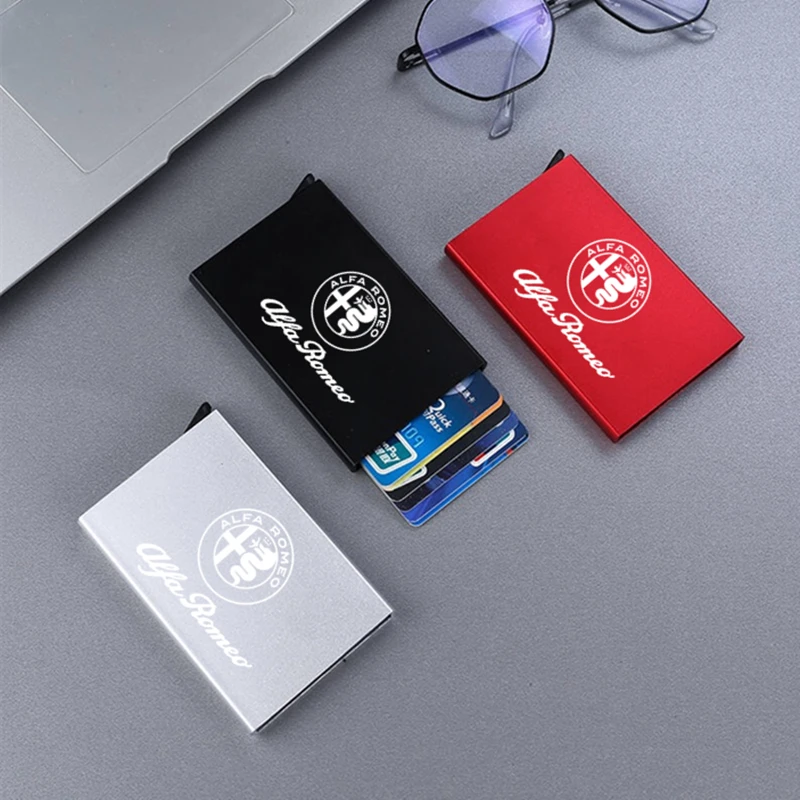 

For Alfa Romeo Anti-theft ID Credit Card Holder Aluminium Metal Wallets Credit Card Box Rfid Wallet Metal Case Porte Carte