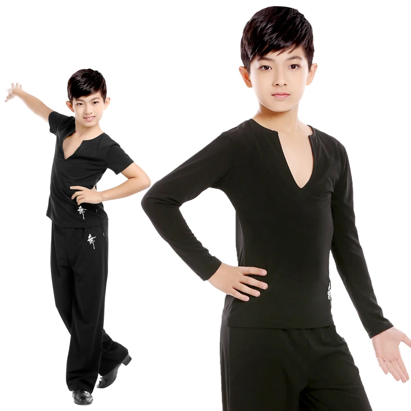 

Ballroom Latin Dance Practice Wear Boy Dance Pants And Tops Sets Black Latin Dance Shirt Costume 2020
