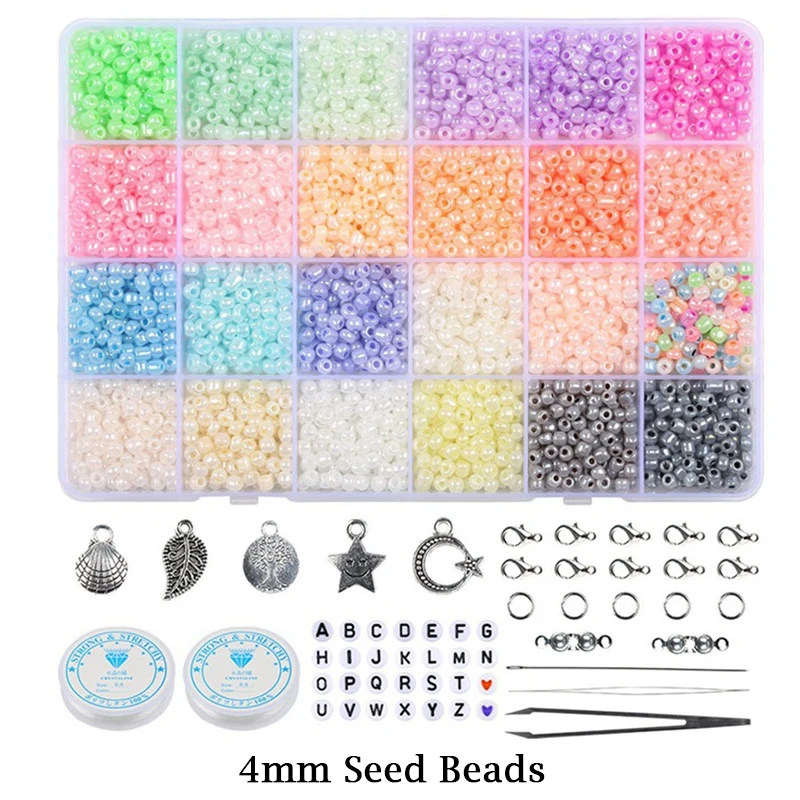 3mm/4mm Czech Glass Seed Beads with Tool Kit Small Craft Beads for Jewelry Making Bracelet Necklace Accessories 2022 Wholesale