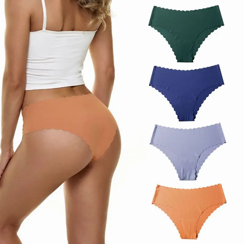 

ATHVOTAR Ice Silk Solid Women's Underwear Panties Low Waist Push Up Female Briefs Intimate Breathable Underpants