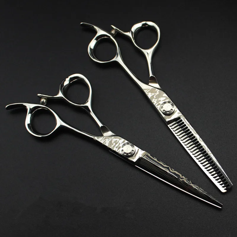 Tijeras profesionales de acero damasco para cortar el pelo, tijeras de corte de pelo, para Barbero, makas, 6
