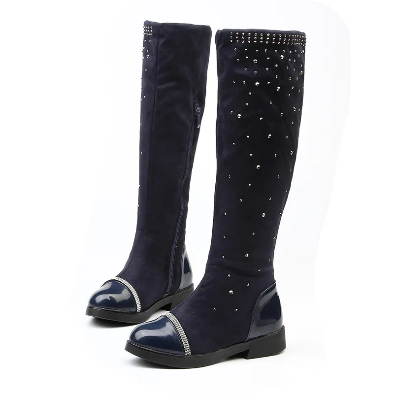 Женские ботфорты с кристаллами сапоги из флока шипами кожаные в стиле пэчворк