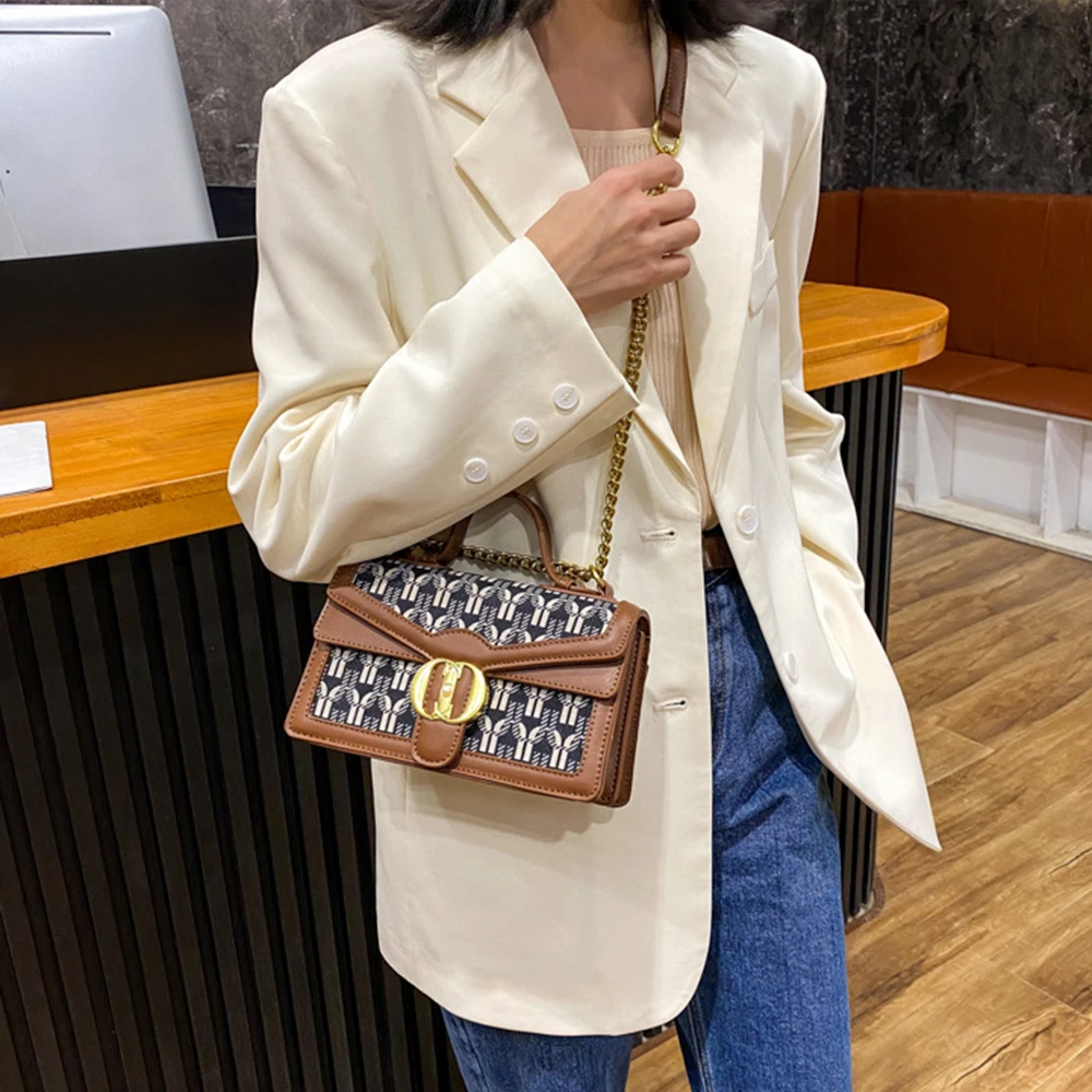 

Women's New Retro Shoulder Bag Fashion PU Leather Shoulder Messenger Bags Chain Small Square Bag Crossbody Bags For Women 2021