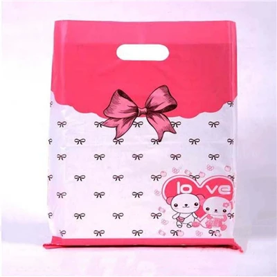 Pink bow Герметичность 20*25 см 50 шт. Свадебные бутик вечерние подарочные пластиковые ручки для покупок спасибо подарок ювелирные изделия пластиковая посылка сумка для переноски - Цвет: Pink bow