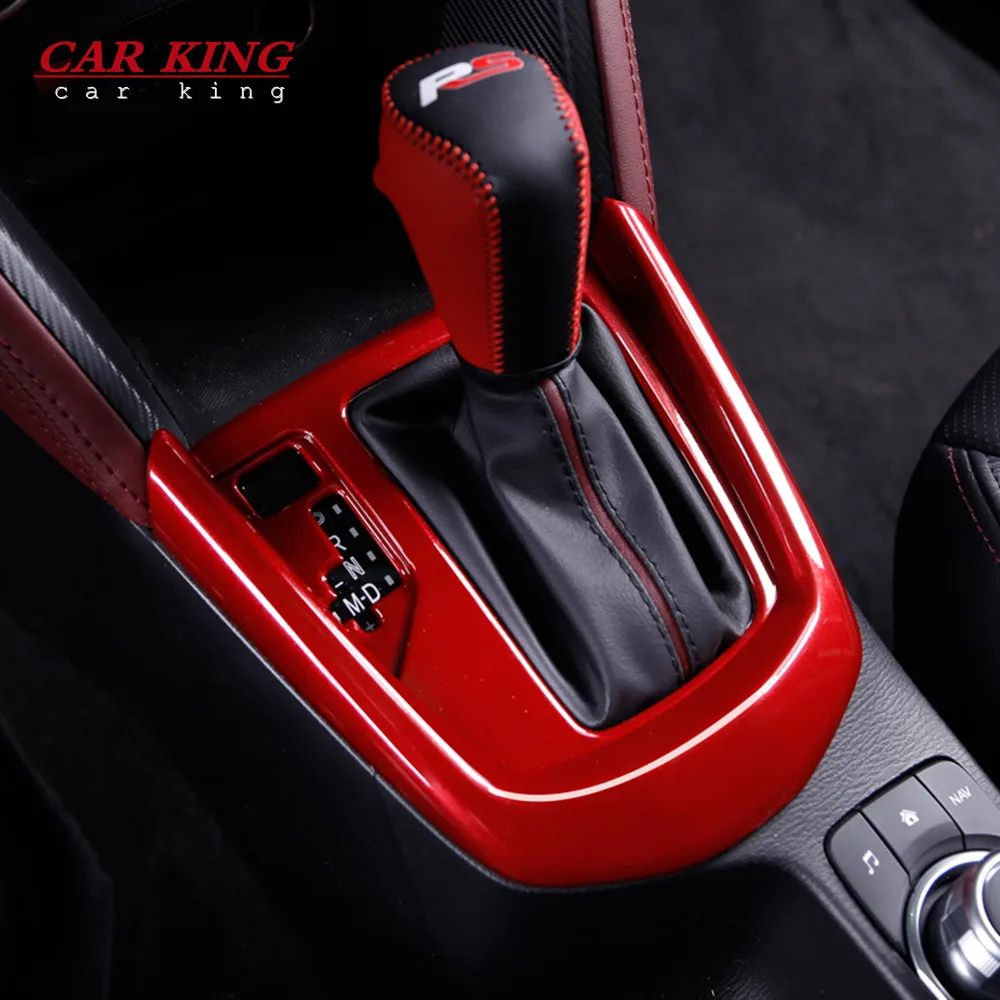 

ABS Plastic Red For Mazda CX-3 CX3 2016 2017 2018 Car gear shift knob frame panel Cover Trim car styling auto accessories 1pcs