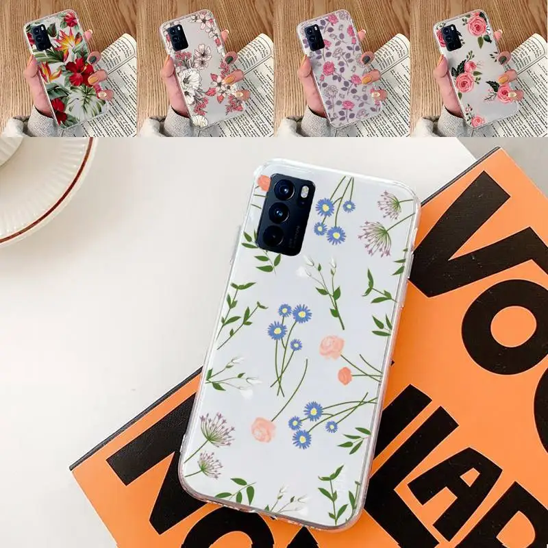 

flower rose daisy leaf pattern Phone Case Transparent For oppo A57 A93 A73 A59 A55 A72 A77 A79 A83 A91 A92 A11 F9 A53 A52 S