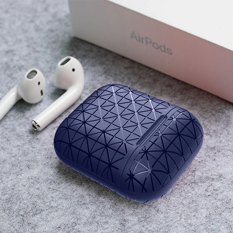 Blue Мягкий силиконовый чехол для Apple Airpods чехол для наушников аксессуары коробка анти-падение треугольник беспроводной Bluetooth сумка для Airpods чехол - Цвет: Blue