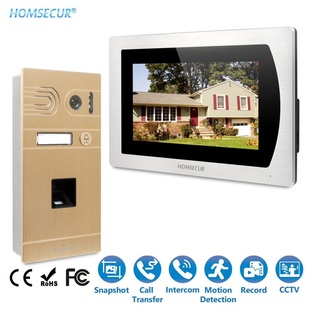 HOMSECUR 7 &quotПроводной Видео и Аудио Домашний Интерком Камера с Отпечатками Пальцев