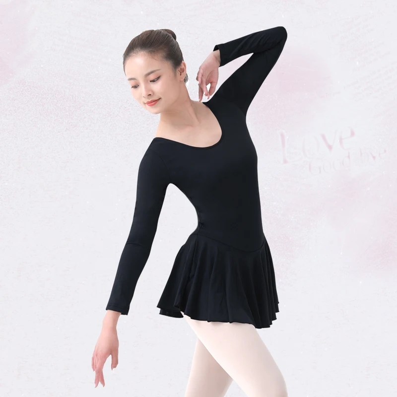 Танцевальное трико для взрослых балетная юбка с длинным рукавом хлопковое