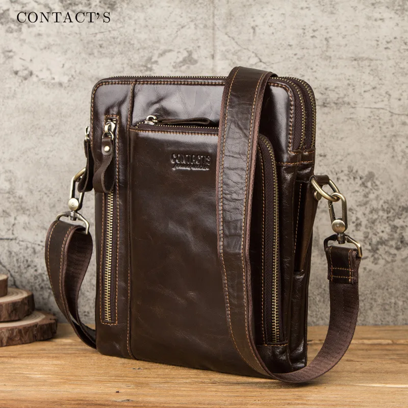 

New Casual Trend Leather Men's Shoulder Messenger Bags Multifunctional Cowhide Men Bag Large Capacity Travel Bag