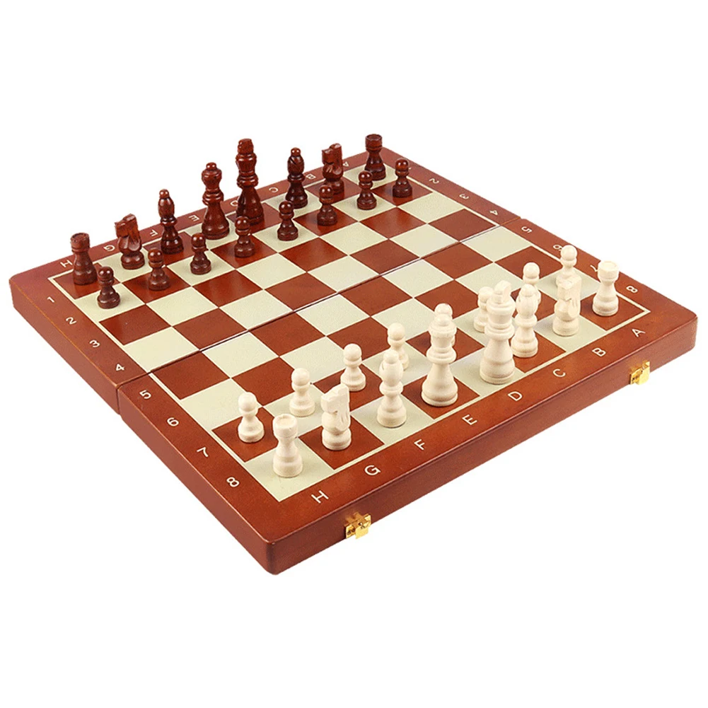 

Магнитная деревянная шахматная доска, шахматный набор, портативная Международная шахматная игра с произведенными шахматными фигурами и сл...