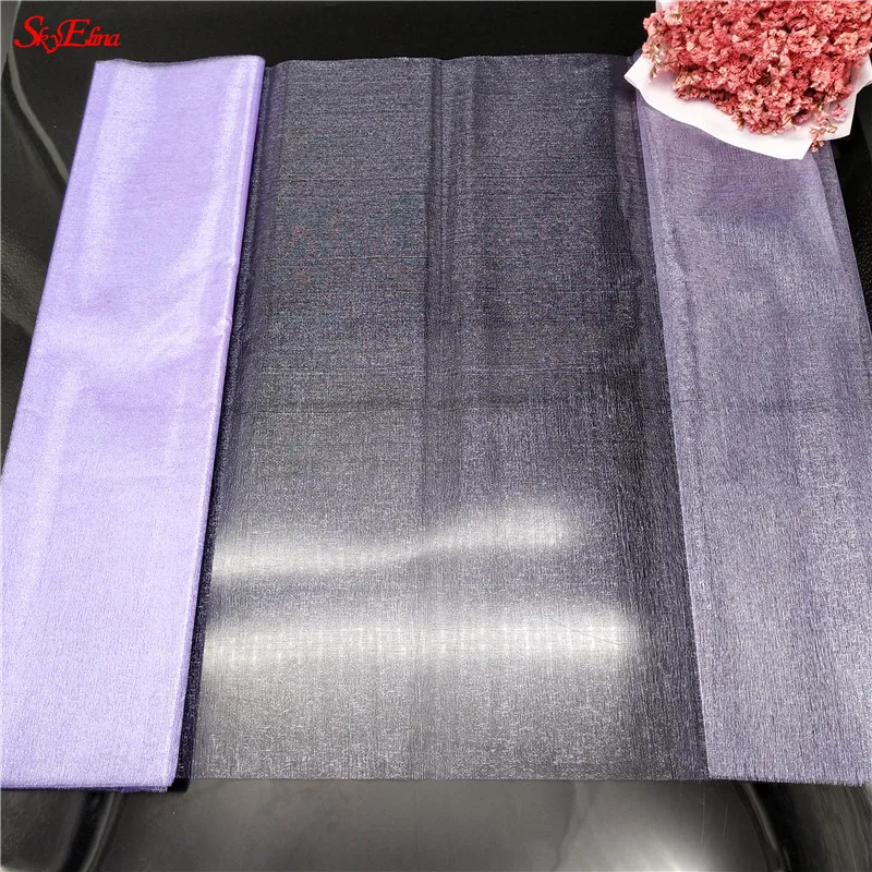 light purple Креативные тюль рулон 48 см x 5 м Разноцветные кристаллы органза тюль пряжа рулон ткани свадебный фон для дома вечерние аксессуары для украшения детский душ Свадебные украшения тюль декор свадебные украшения на машину - Цвет: light purple